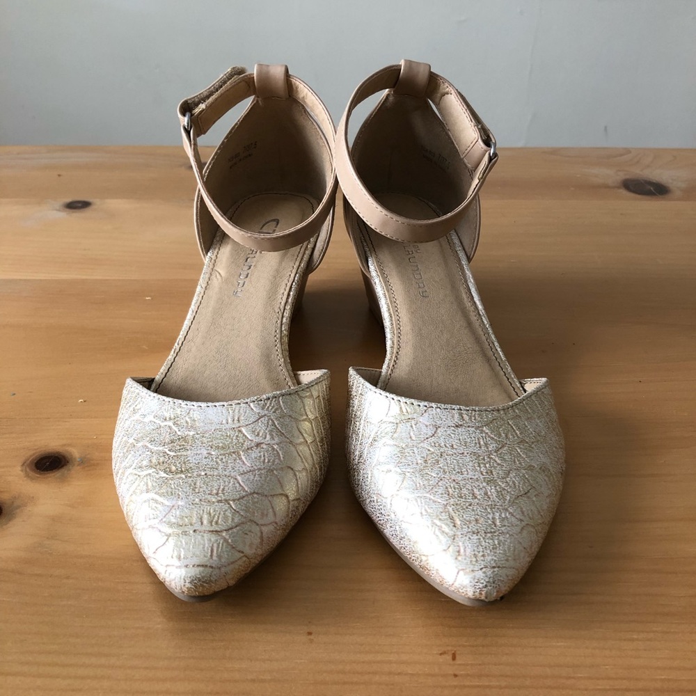 Gold & Neutral Wedge Heels